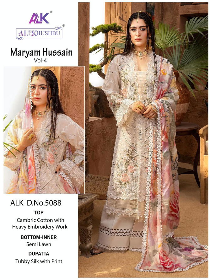 Maryam Hussain Vol 4 By Alk Khushbu Cambric Cotton Pakistani Suits Wholesale Shop In Surat
